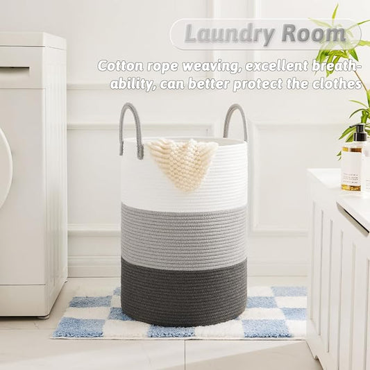Laundry Basket, Woven Cotton Rope Laundry Hamper, 100L - Image 2