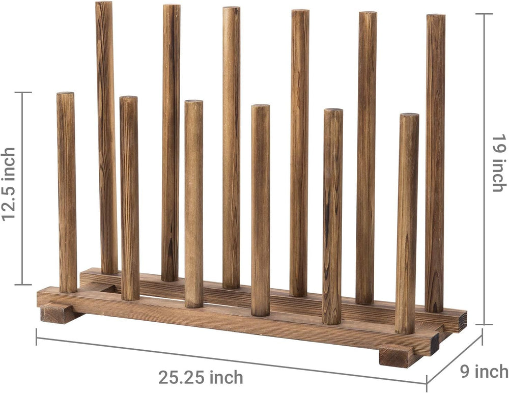 MyGift Rustic Wood Boot Rack Organizer, Floor Standing, Holds 6 Pairs