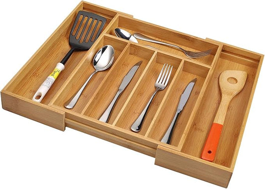 Utoplike Bamboo Cutlery Tray Silverware, Drawer Dividers - Image 2