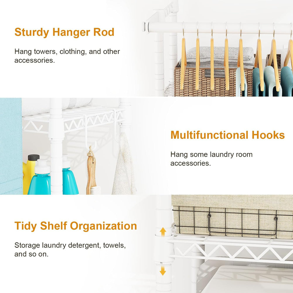 ULIFHOME U14 Over Washer and Dryer Storage Shelves, 4 Tiers Laundry Room Stor...