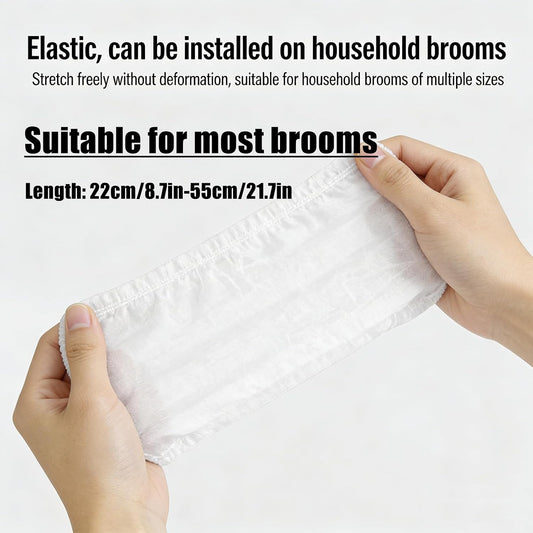 100 Pcs Disposable Elastic Broom Covers, Multi-Purpose Broom Sleeves for Hair and Dust Capture, Ideal for Home Floor Cleaning, Pet Hair Removal and Daily Household Cleaning