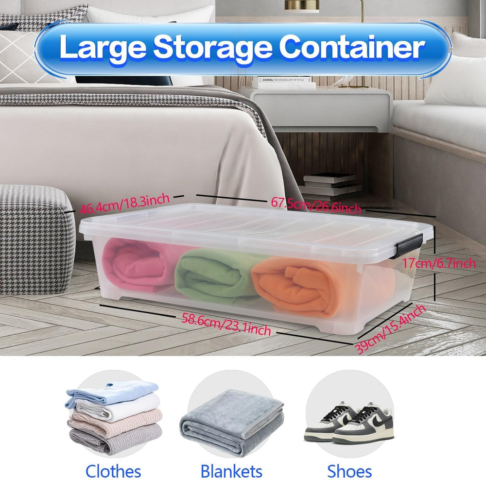 Gloreen 3-Packs Plastic Underbed Storage Bins with Lids, 40 Quart