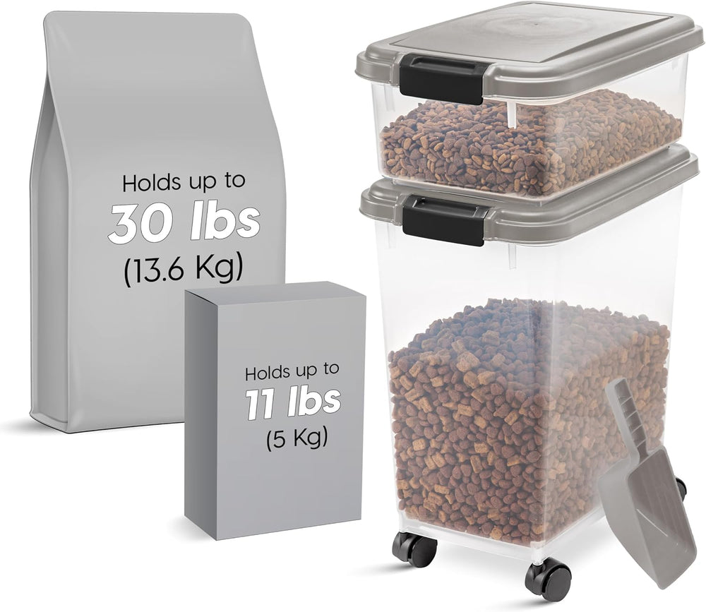 IRIS USA Airtight Dog Food Storage Container Combo, 30 lb & 11 lb Bin