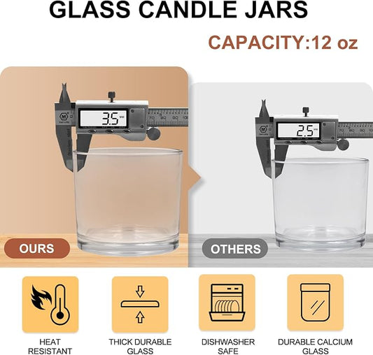 12 OZ Thick Candle Jars for Making Candles 12 Pcs, Empty Jars - Image 2