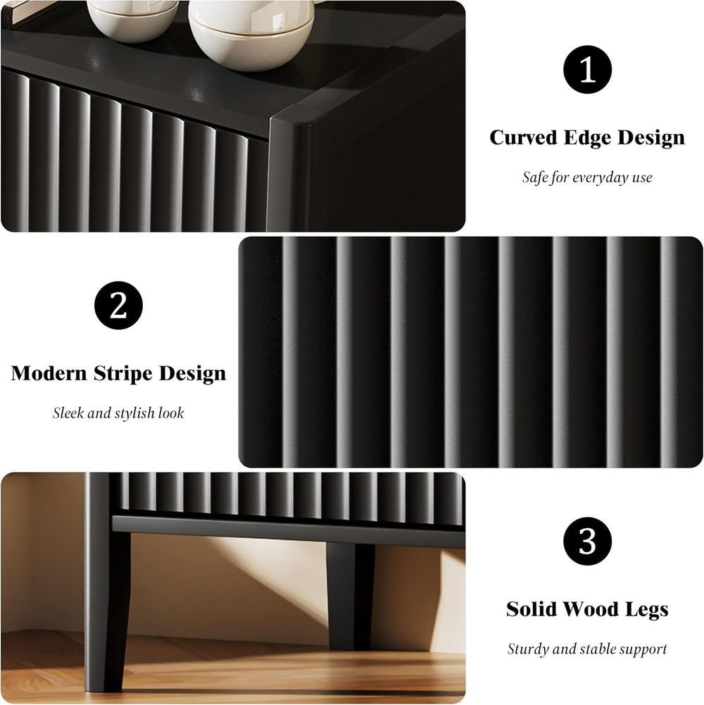 Furniway Black 4 Drawer Dresser, 31.5" Wide Modern Chest of Drawers with...