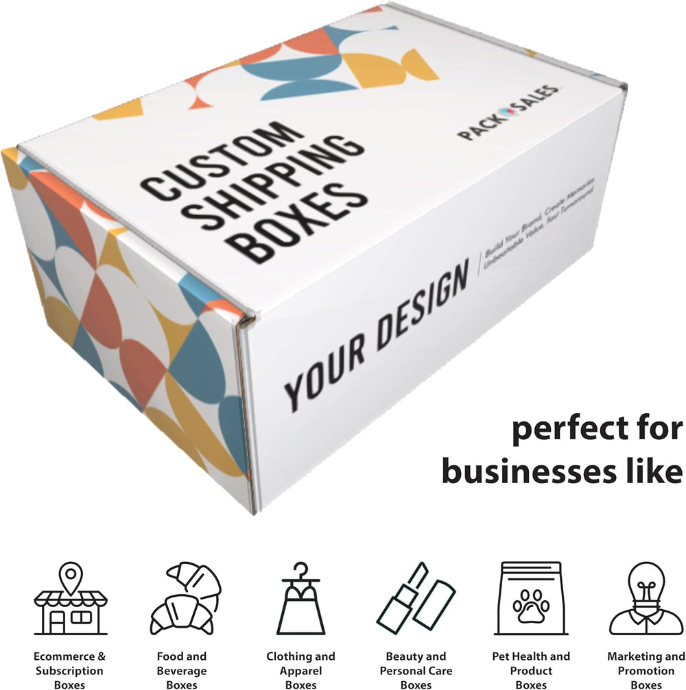 Personalized Shipping Boxes (25 Pack) - Custom Printed with Your Logo and Des...