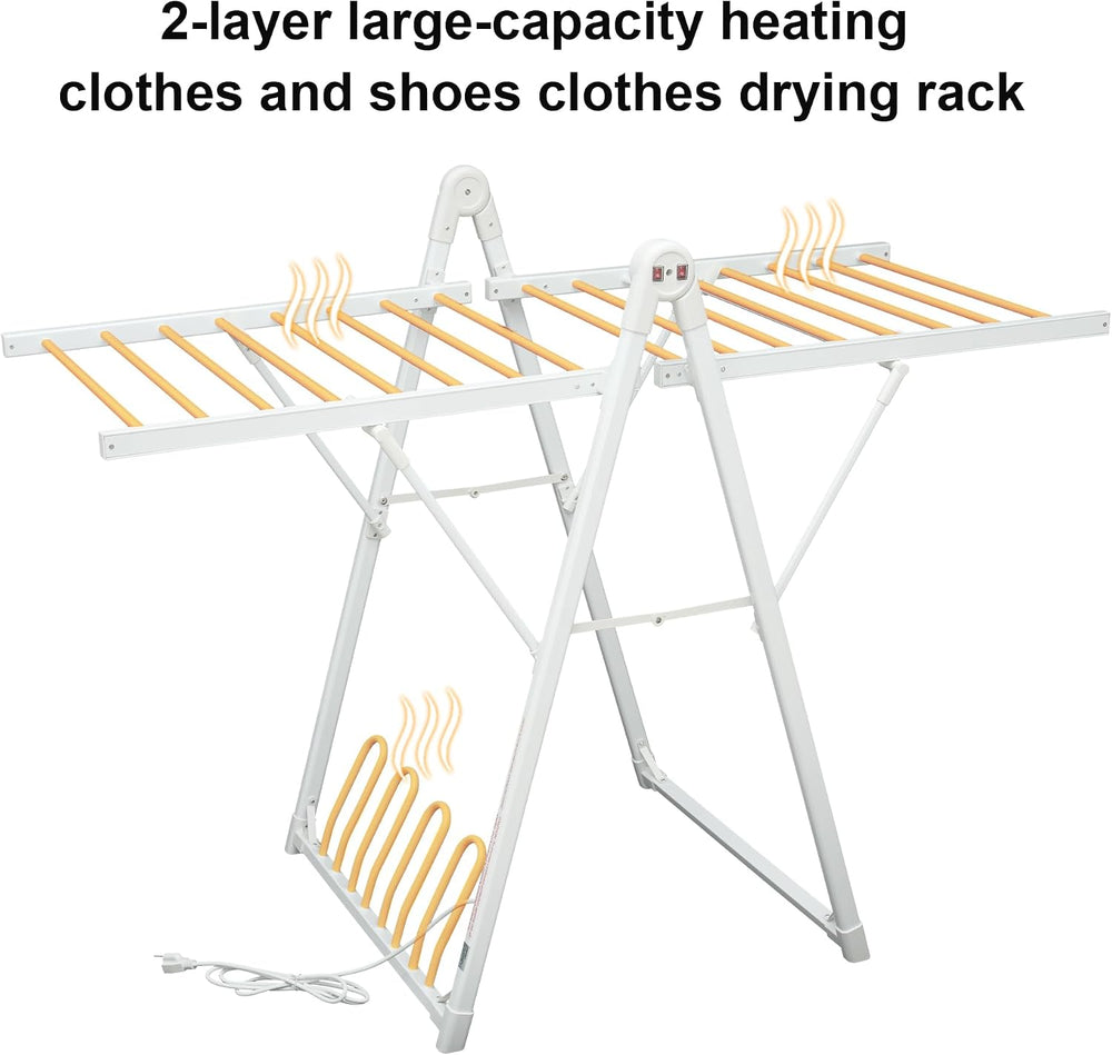 Heating Clothes Drying Rack Foldable Shoes Socks White