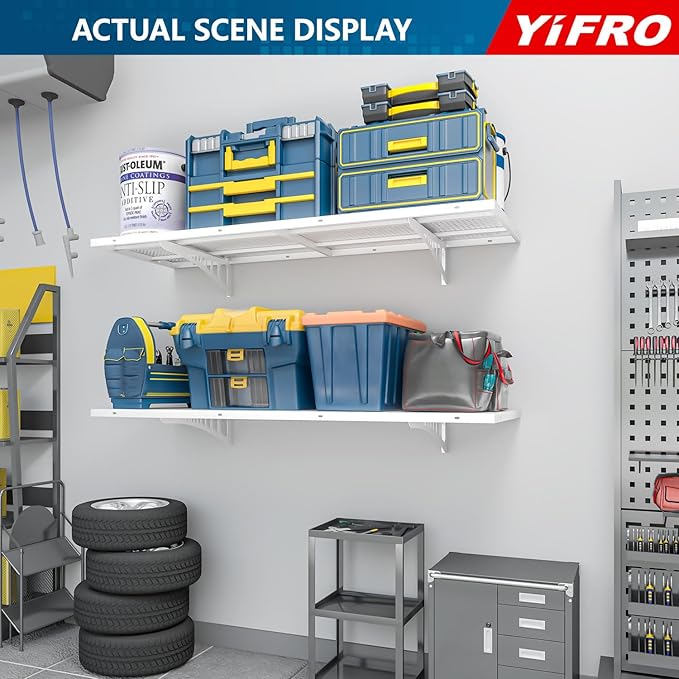 2-Pack 1.5x4ft Heavy Duty Garage Wall Shelving, 500 lbs Load Capacity, Garage - Image 7