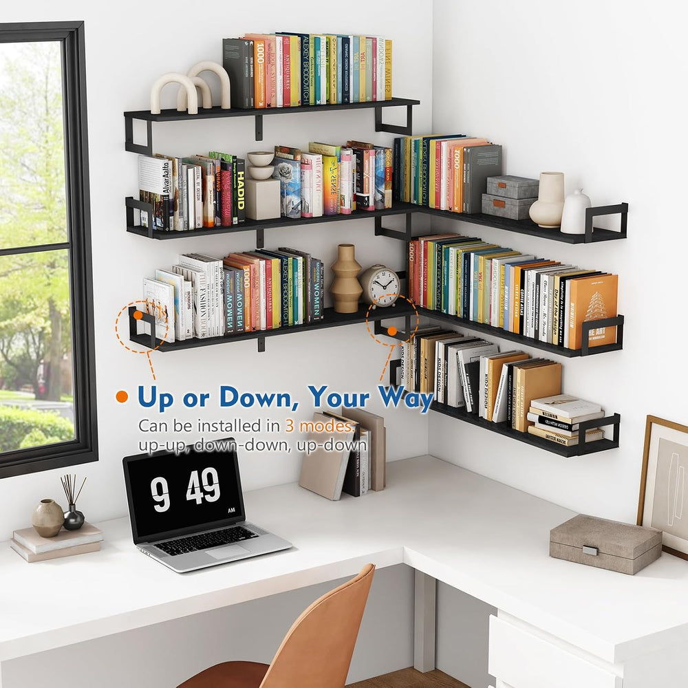 Harwaya Large Floating Book Shelves for Wall Set of 3, 36 Inch Long Wall Moun...
