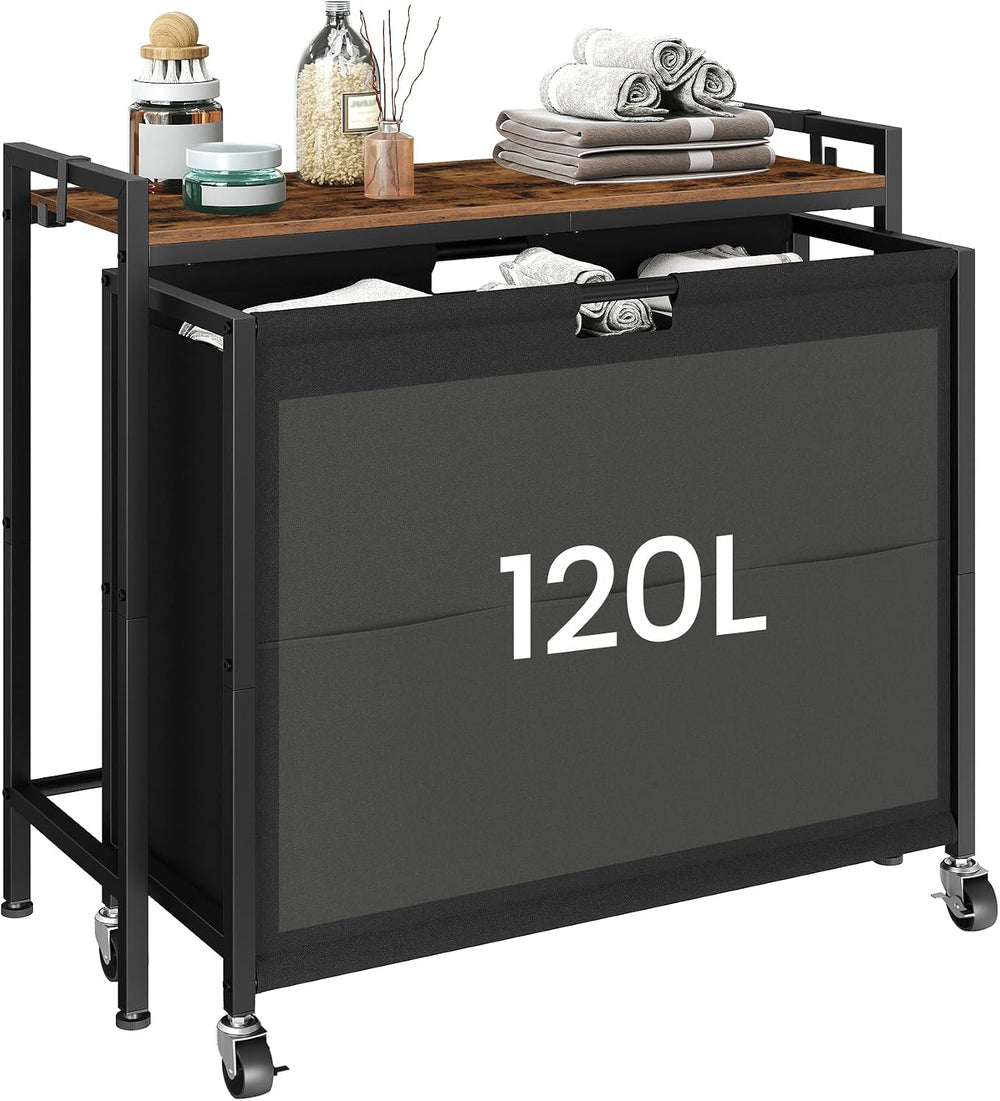 CHOEZON Laundry Sorter, Laundry Hamper with Storage Shelf, Mobile 2-in-1 Bask...