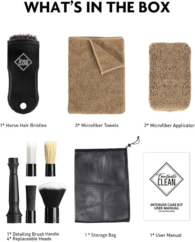 Fantasticlean 9PCS Car Interior Detailing Set, Microfiber Cloth & Applicator - Image 8