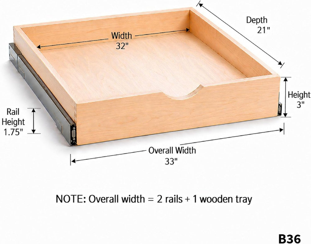 COUVER Birch Wood Pull Out Cabinet Organizer, Soft Close, 33 Inch