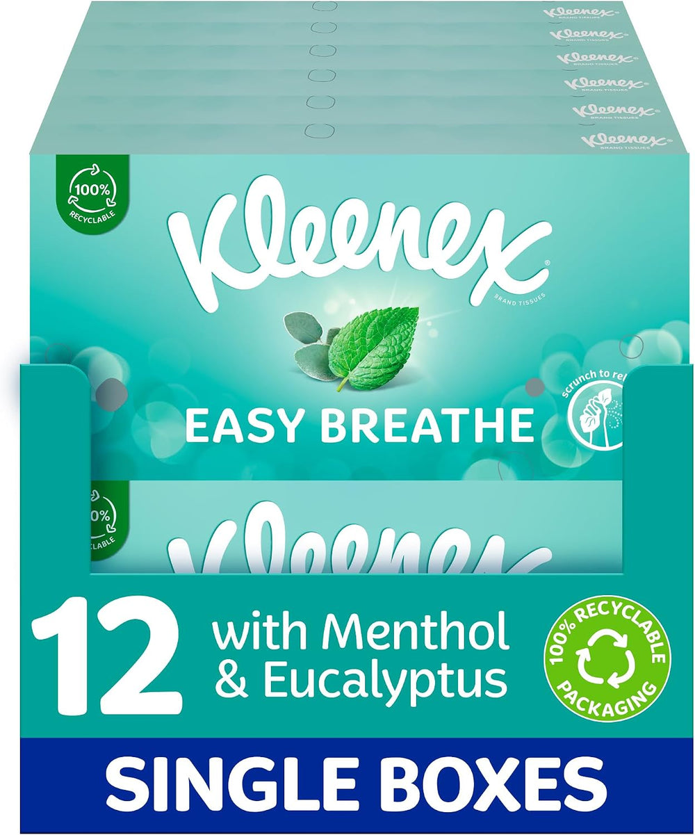 Kleenex® Easy Breathe Tissues - Natural Menthol and Eucalyptus - 12 Boxes per...