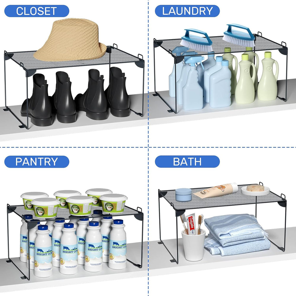Neudeco Shelf Organizer, Gray, 2 Pack