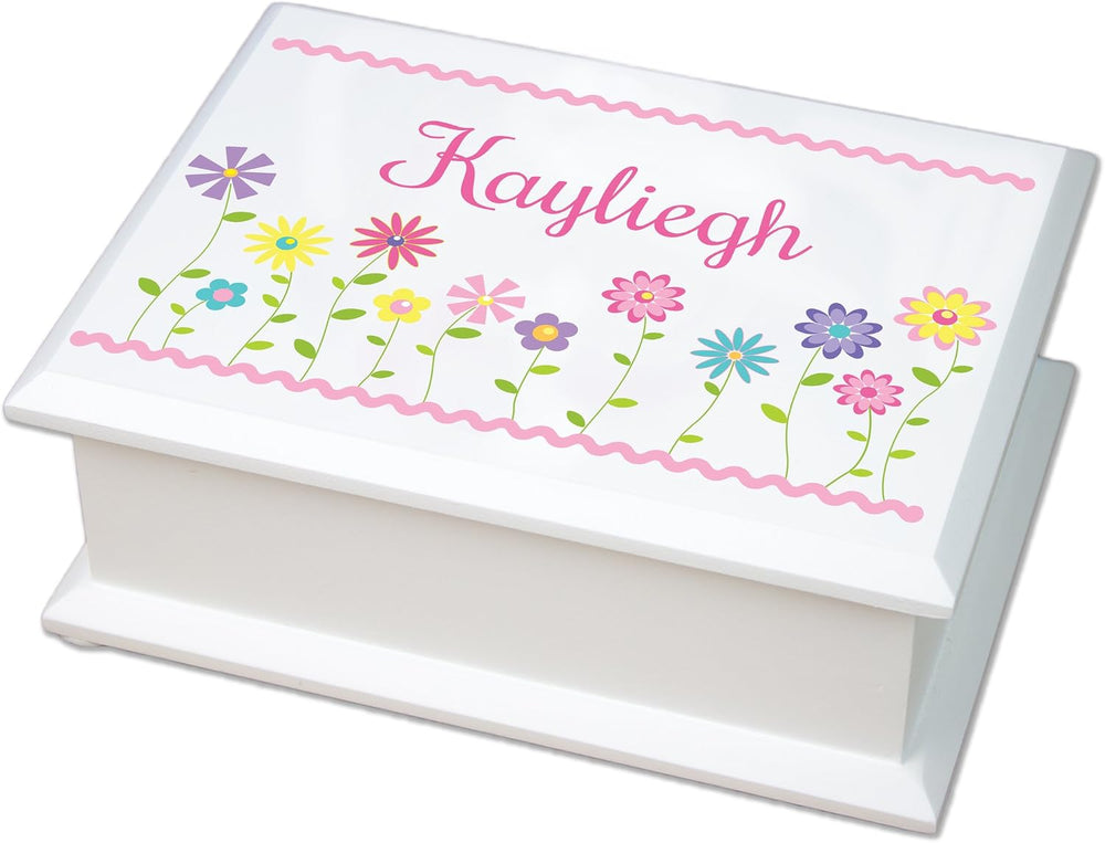 My Bambino Personalized Girls Jewelry Box | Stemmed Flower Lift Top Jewelry B...