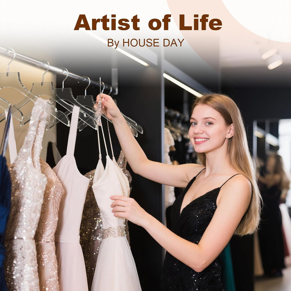 HOUSE DAY Luxury Acrylic Hangers 15 Pack, Crystal Clear Hangers