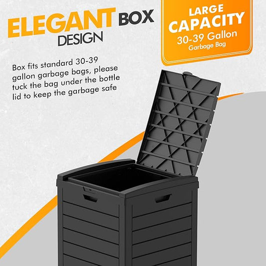 31 Gallon Outdoor Trash Can, Waterproof Resin Trash Can - Image 2