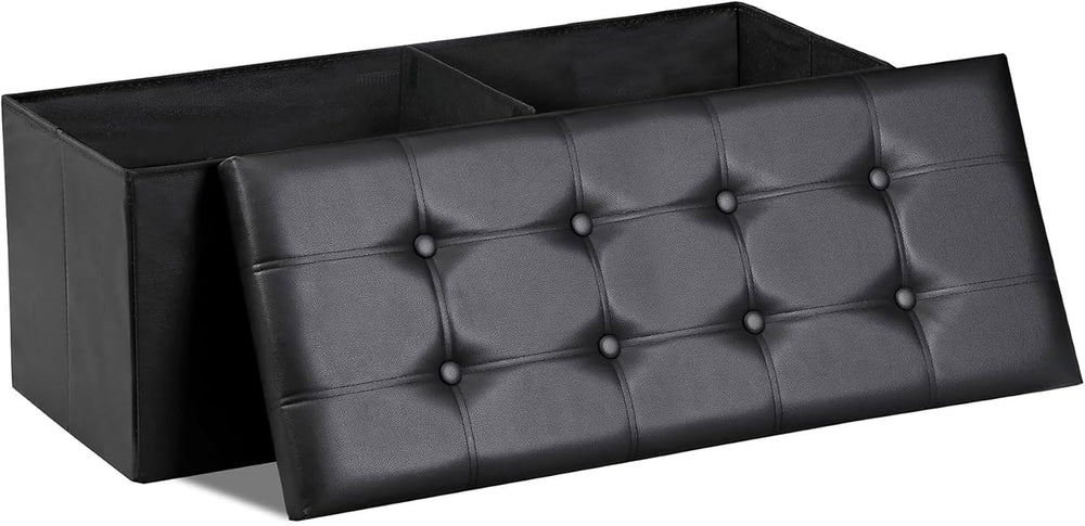SUPER DEAL 43 Inch Folding Storage Ottoman Bench, Faux Leather Storage Chest ...