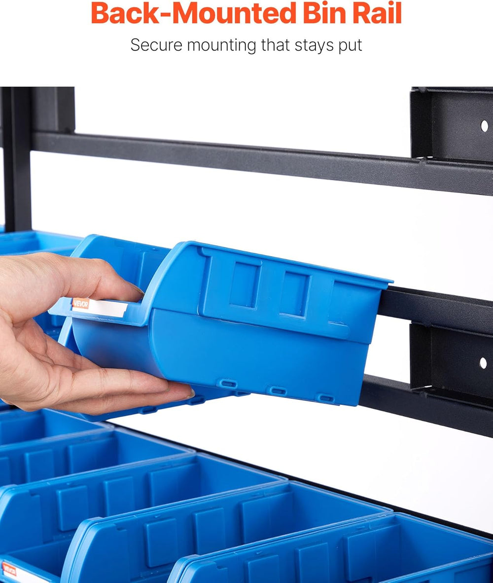 VEVOR 7-Tier Double-Sided Rolling Bin Storage Rack, 94 Plastic Bins, Dual-Sid...