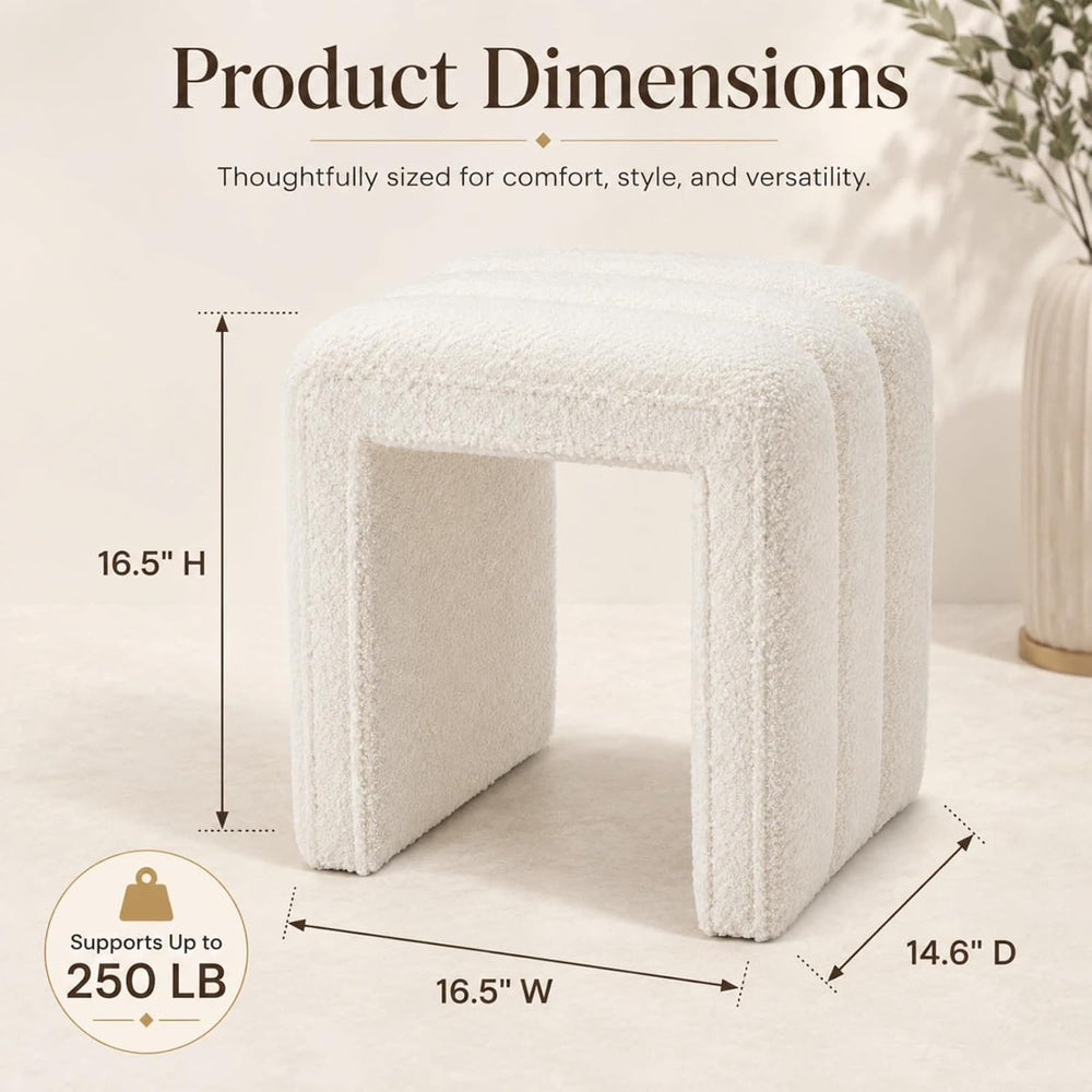 Vanity Stool Chair Teddy Velvet Ottoman Footrest Sofa Bench Extra Seat