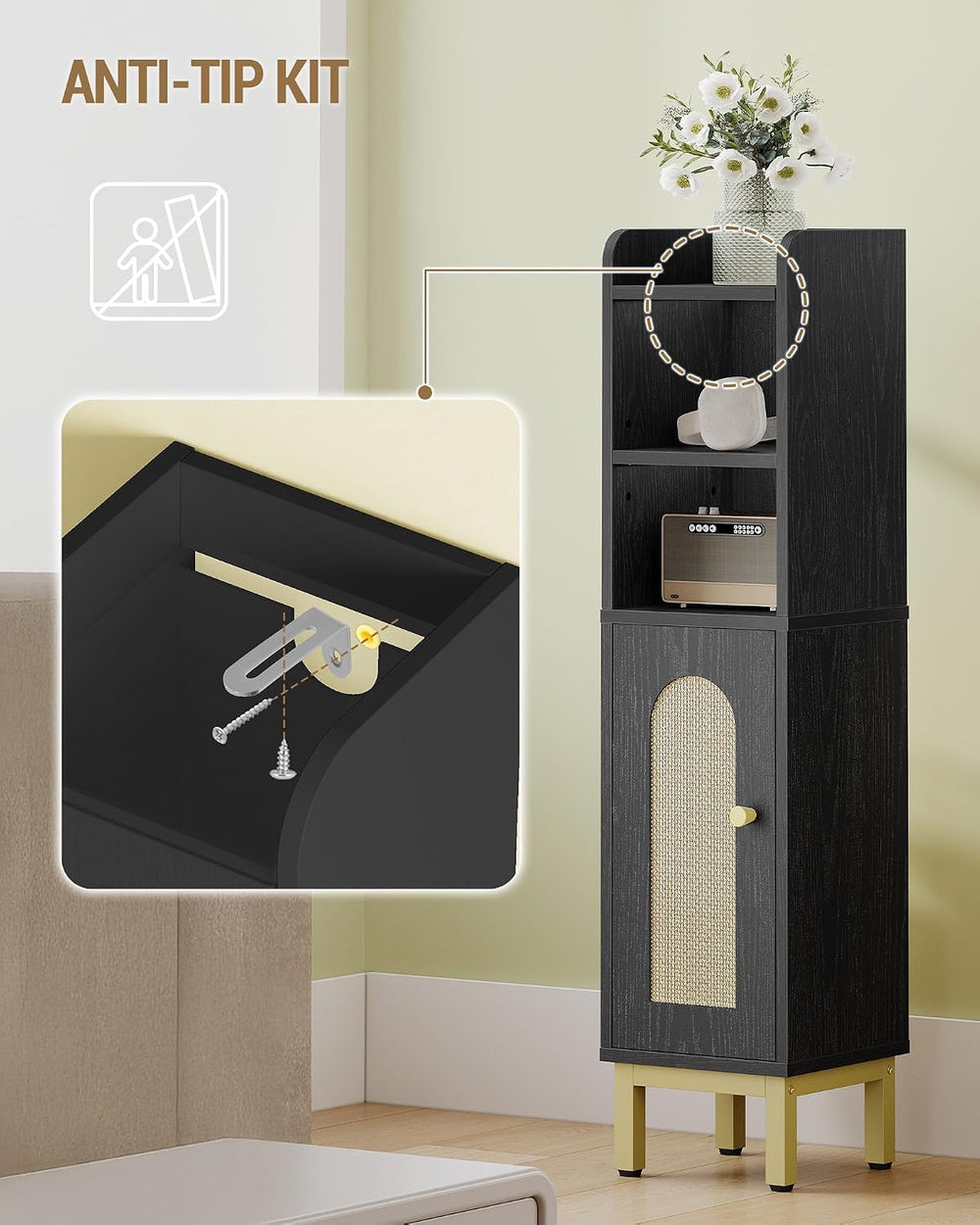 Hzuaneri Bathroom Storage Cabinet, Small Corner Floor Cabinet