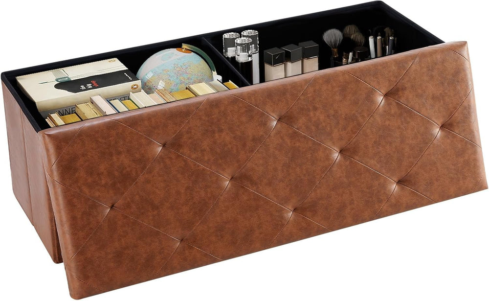 DUMOS 43 Inch Folding Storage Ottoman Bench, Large Ottoman with Storage