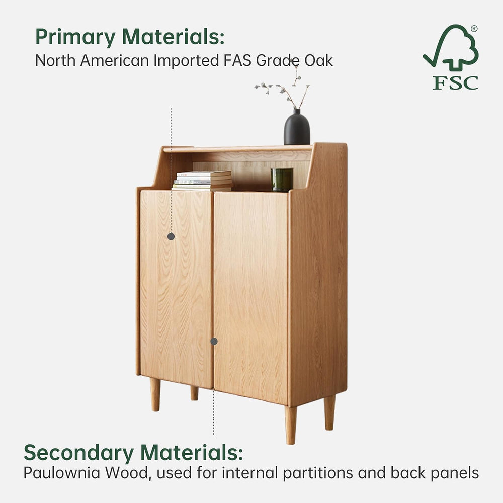 YESWOOD Solid Wood Shoe Storage Cabinet with Doors - 4-Tier Adjustable Shelve...