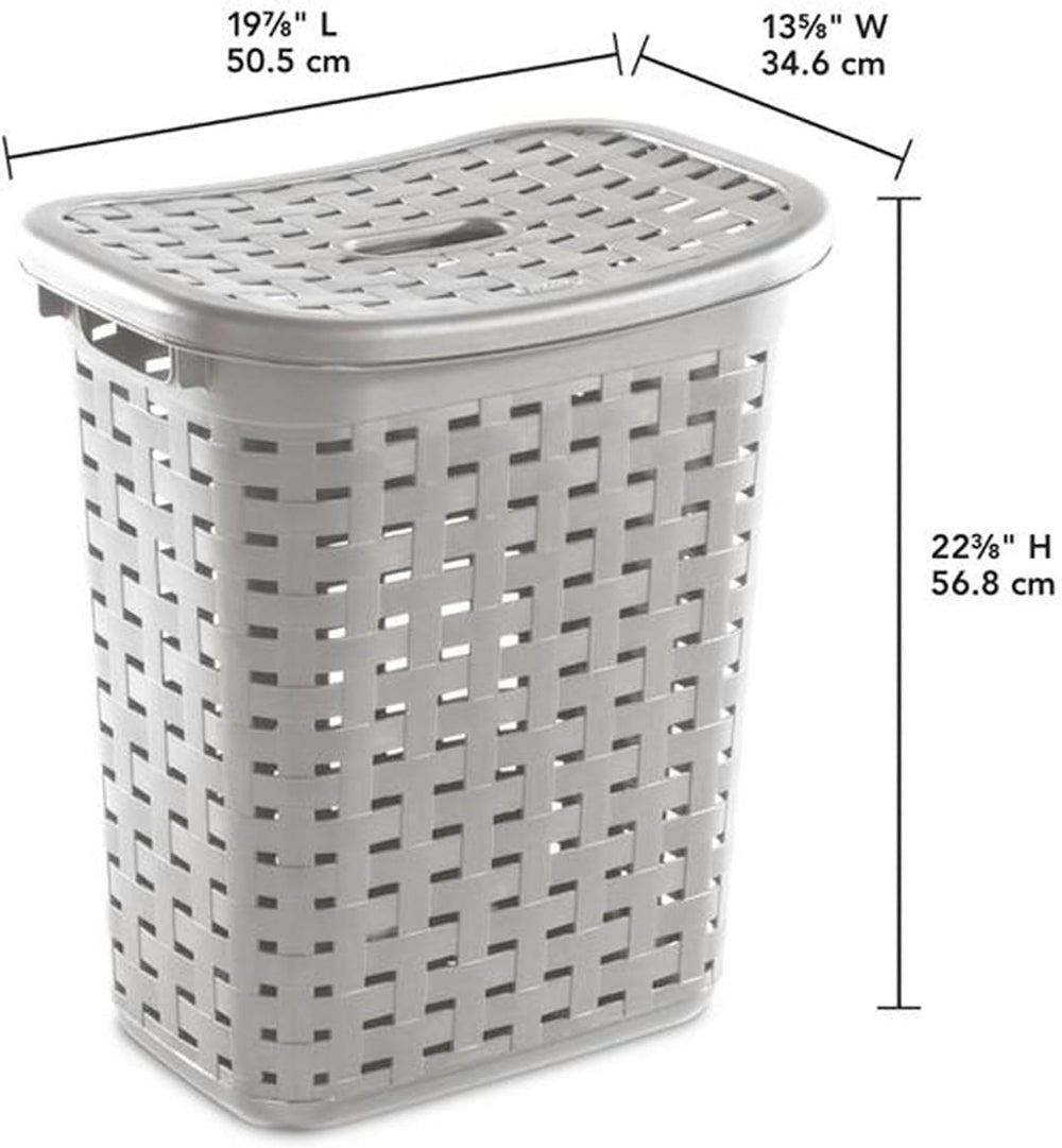 Sterilite Plastic Wicker Style Weave Laundry Hamper, Portable Slim Clothes St...