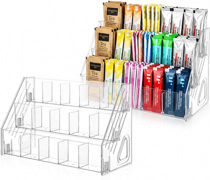 Drink Packet Organizer, 2 Pack 3-Tier Water Flavor Packet Holder