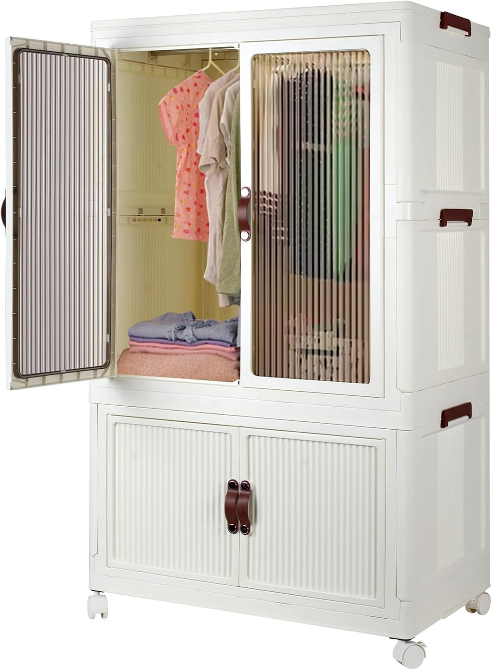 FozsKeylf Stackable Closet Storage Bins, Collapsible Clothes Organizers, Port...