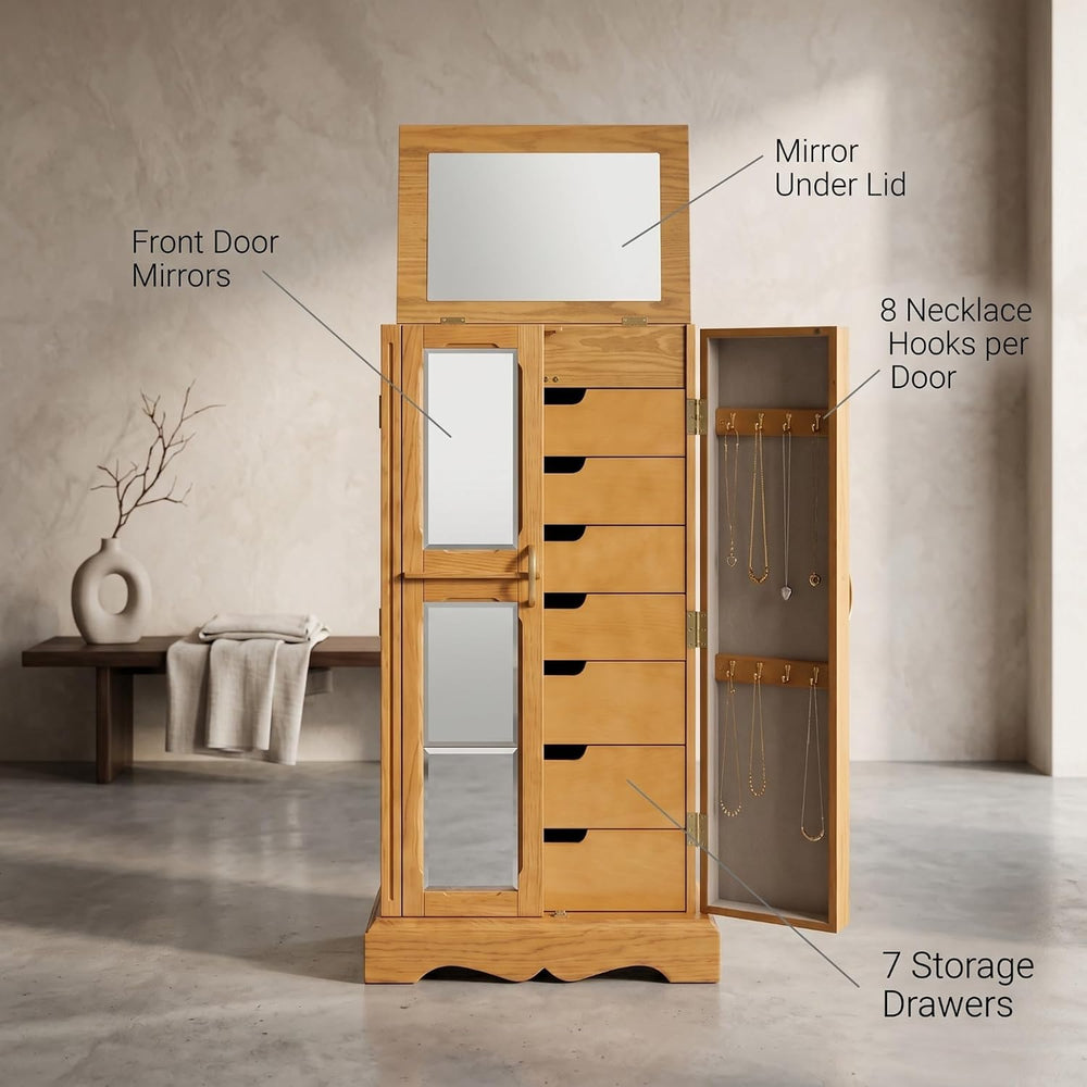 Hives & Honey Chelsea Standing Jewelry Armoire Cabinet, Jewelry Storage O...