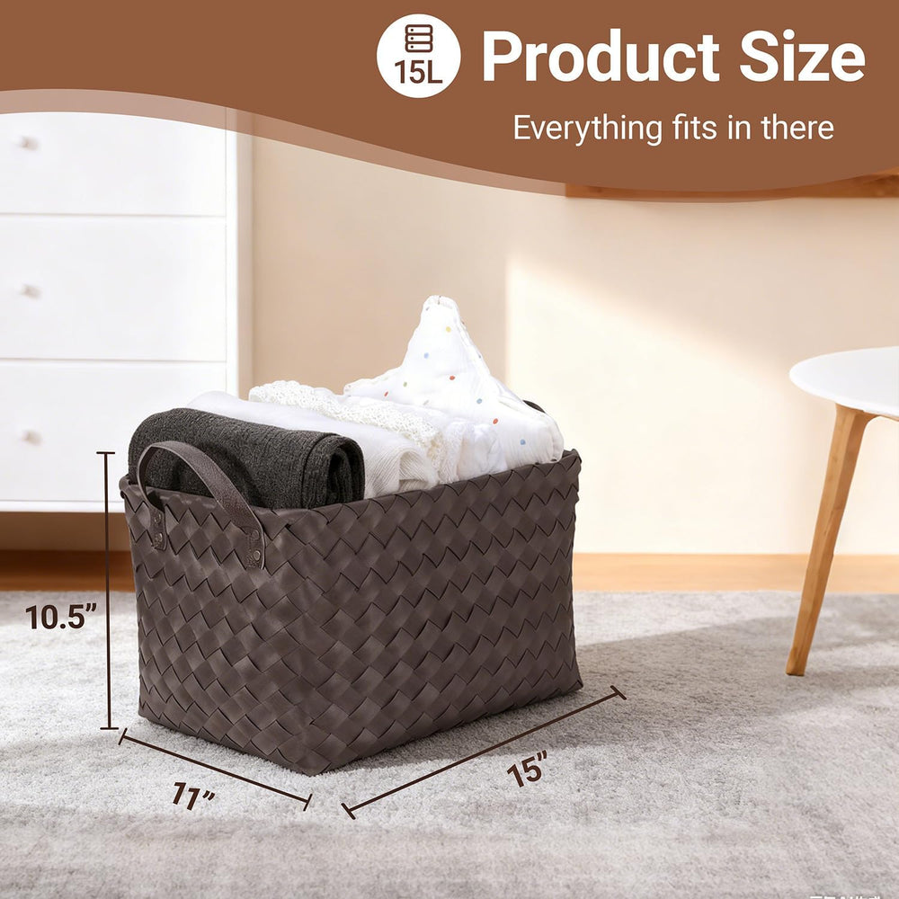 4-Pack Laundry Baskets,Wicker Storage Baskets for Shelves,Coffee