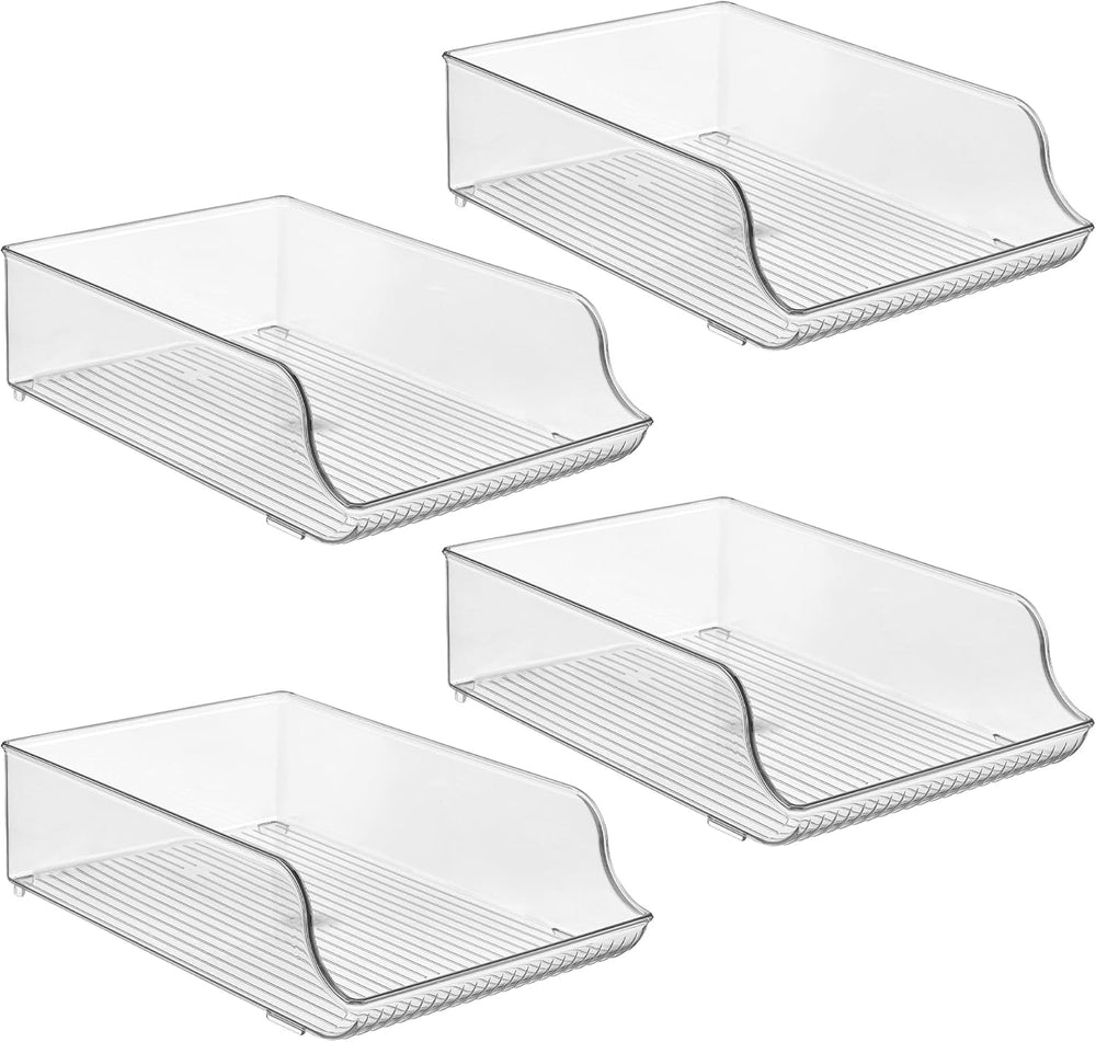 iDesign Water Bottle Organizer for Fridge, Set of 4, Clear