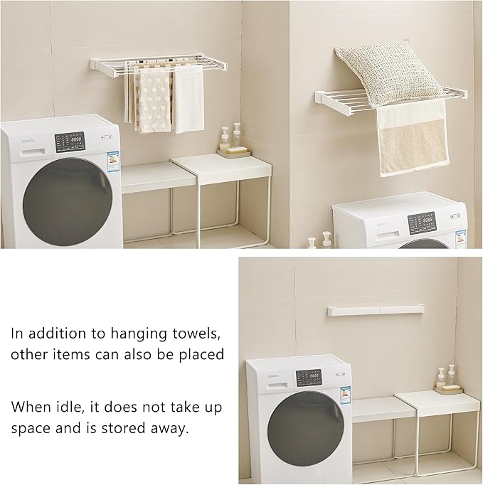 JOOM Laundry Drying Rack Collapsible, Wall Mounted Drying Rack, Clothes Drying - Image 7