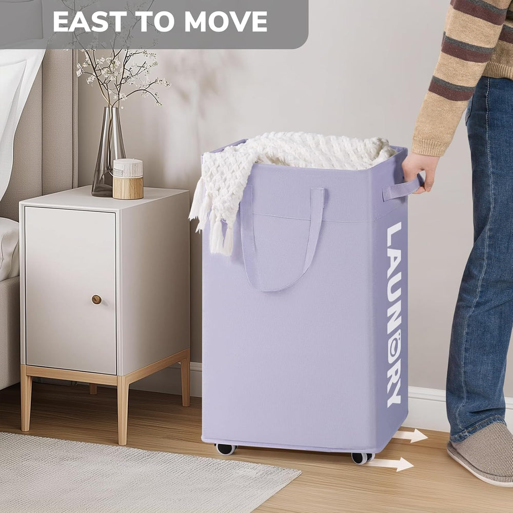 Goodpcik 2-Pack Rolling Laundry Hamper with Wheels, Hamper for Dorm, 75L