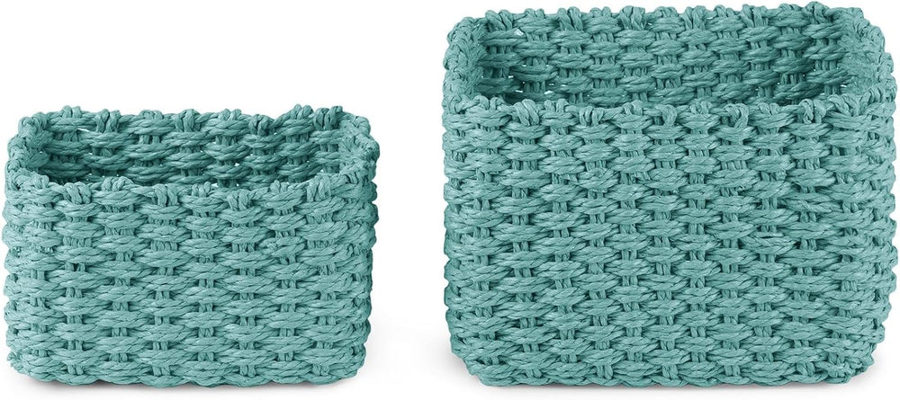 Compactor Lisou Woven Storage Baskets, Set of 1 Large and 1 Small, Aqua