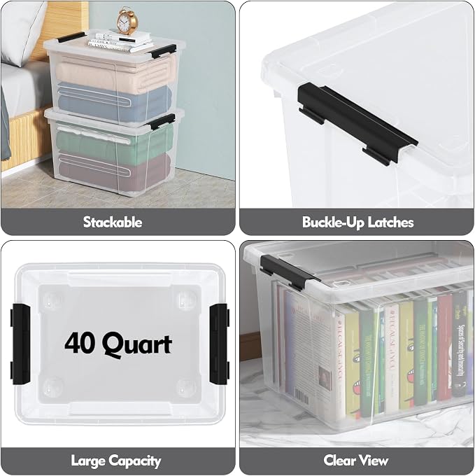 Zopnny 40 Quart Clear Latching Box