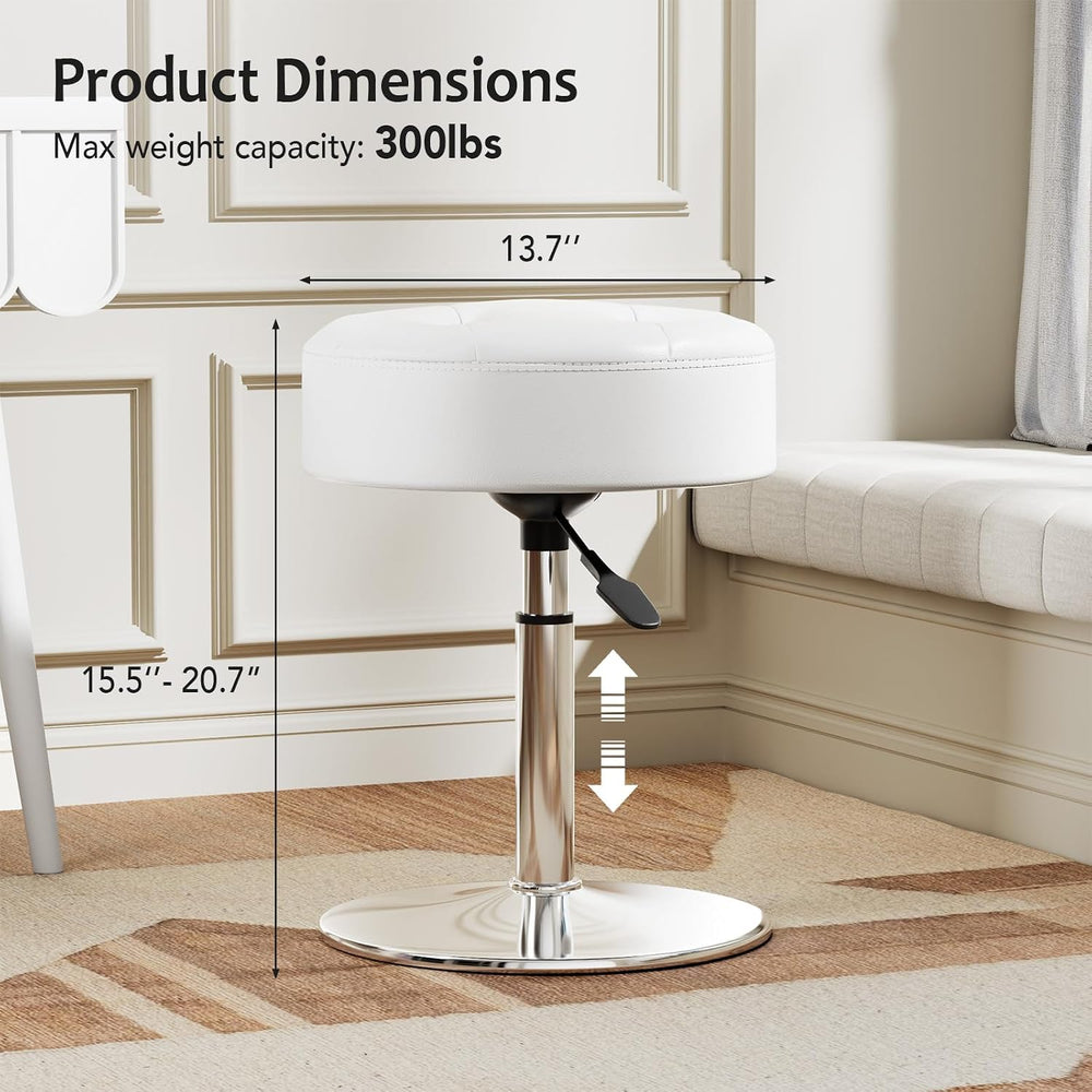 Youtanic Vanity Stool with Adjustable Height, 360°Swivel Ottoman Chair for Ad...