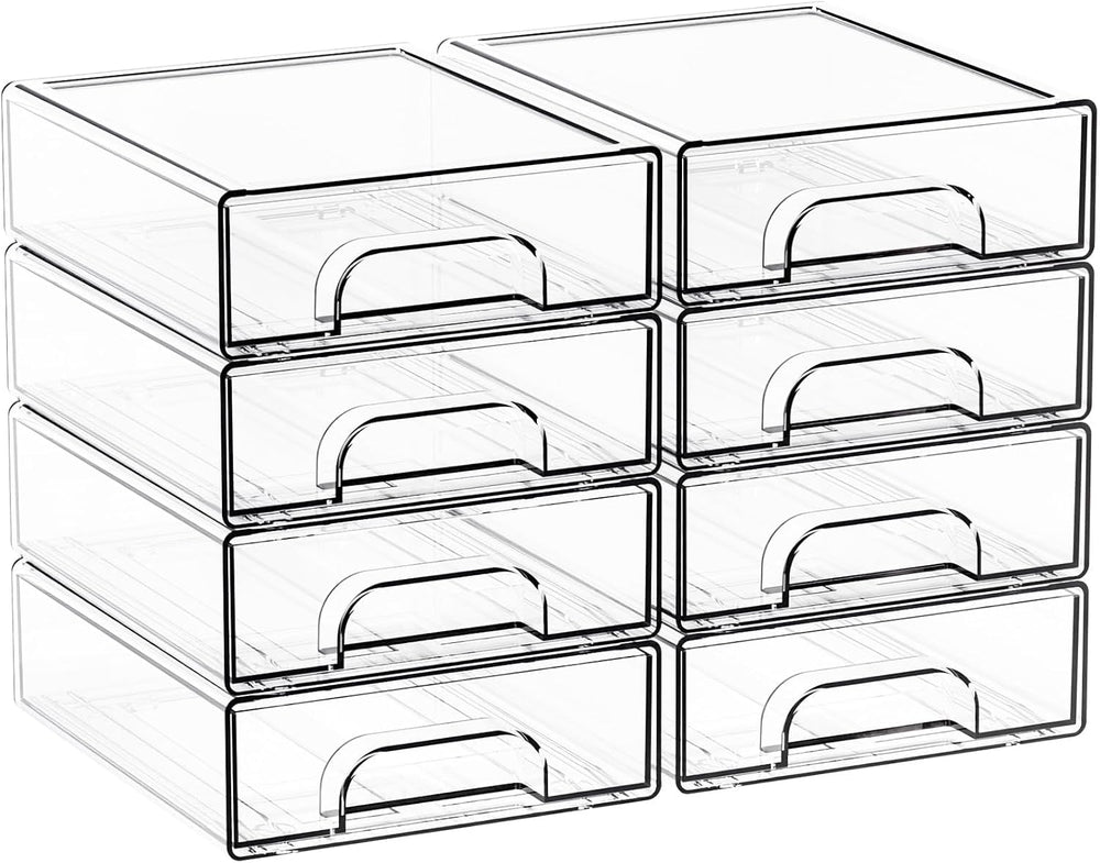 2.2'' Tall Acrylic Clear Stackable Storage Drawer Organizer,8 Pack De...