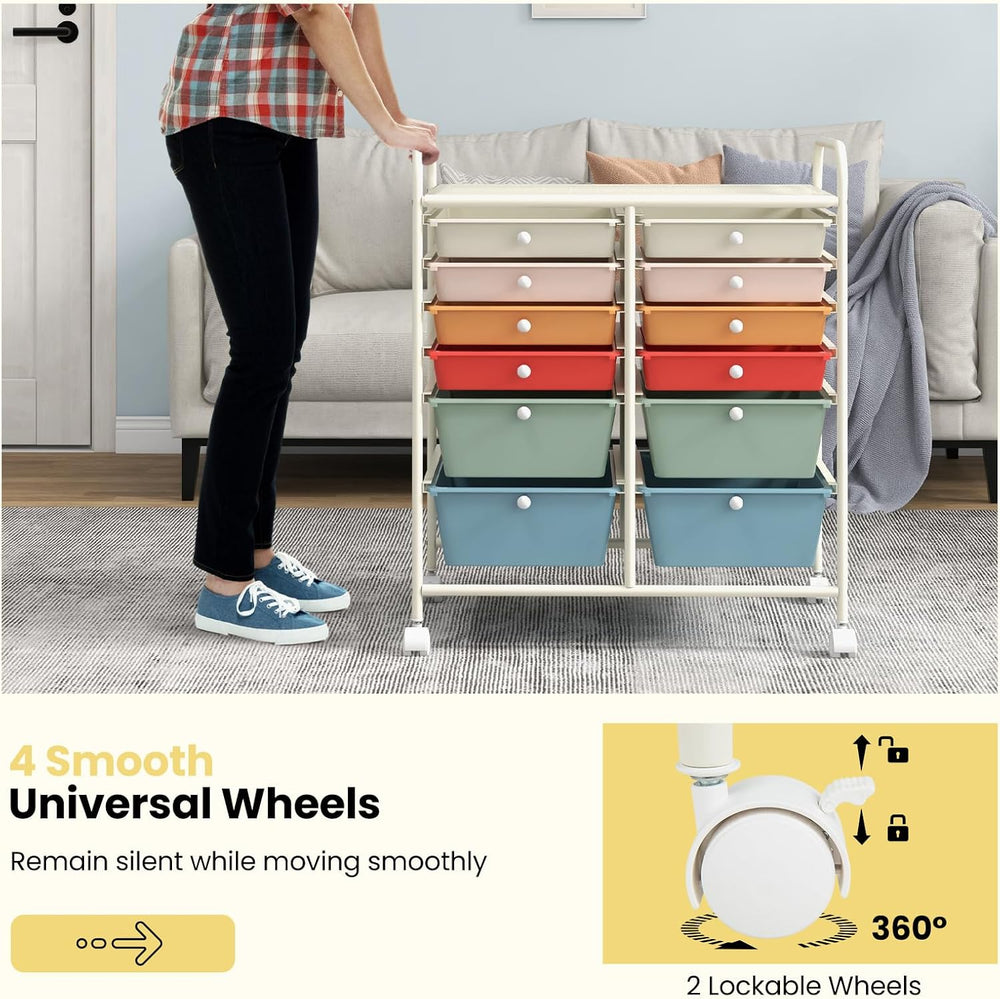 Giantex 12 Drawer Rolling Storage Cart Tools Scrapbook Paper Office School Or...