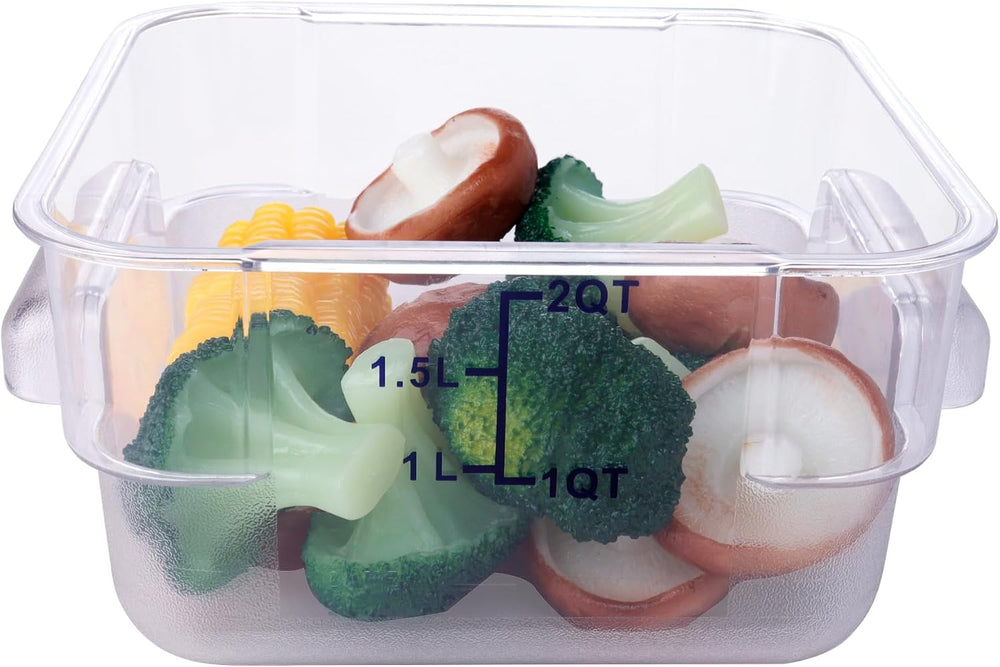 2 Pack Square Food Storage Container With Lid, 2-6 Quart Commercial Storage B...
