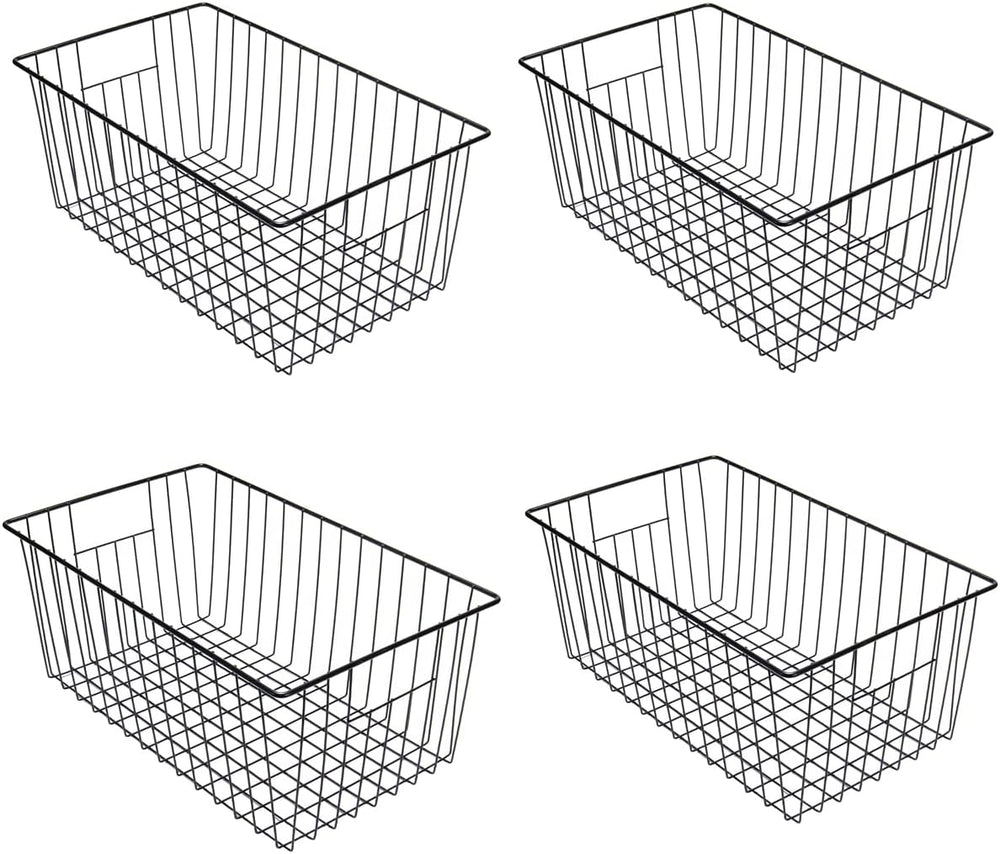 16inch Freezer Wire Storage Organizer Baskets, Refrigerator Metal Bins with H...