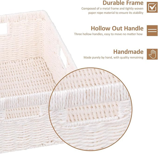 OIAHOMY Wicker Basket, Paper Shelf Basket - Image 2