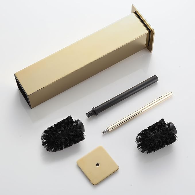 BVL Toilet Brush and Holder Set Gold Stainless Steel 304 Square Freestanding - Image 7