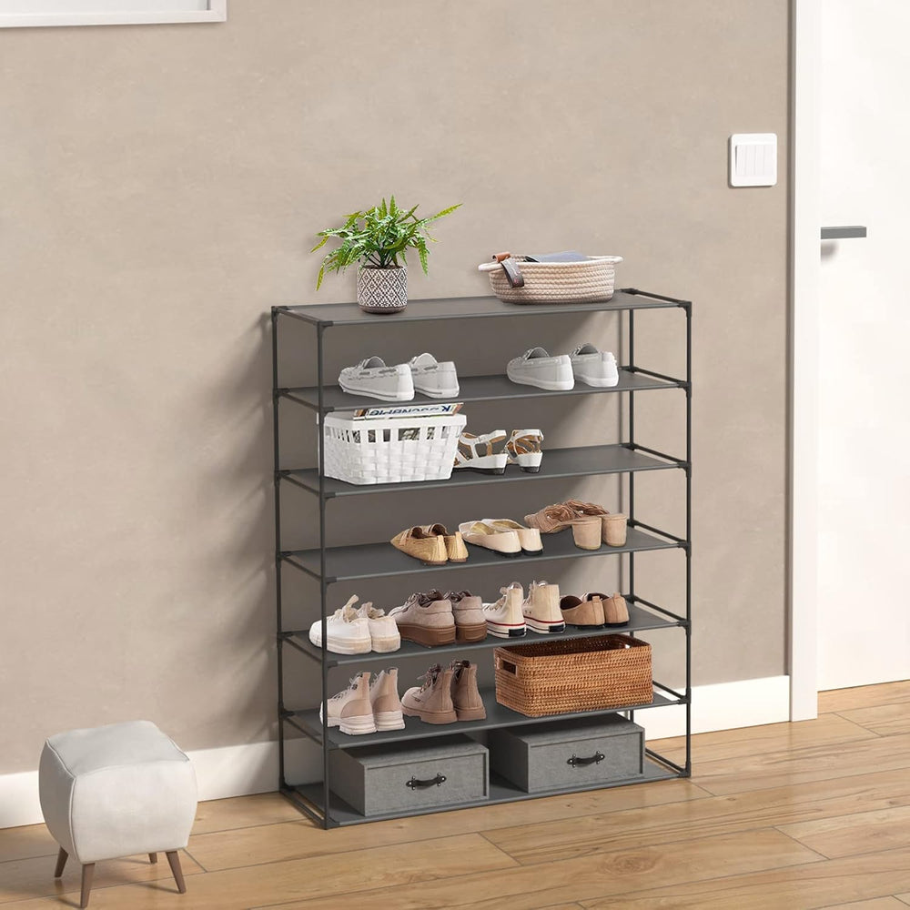 Jerry & Maggie 7 Tier Fabric Shoe Rack, 39 in W x 11 in D x 43 in H, Can ...