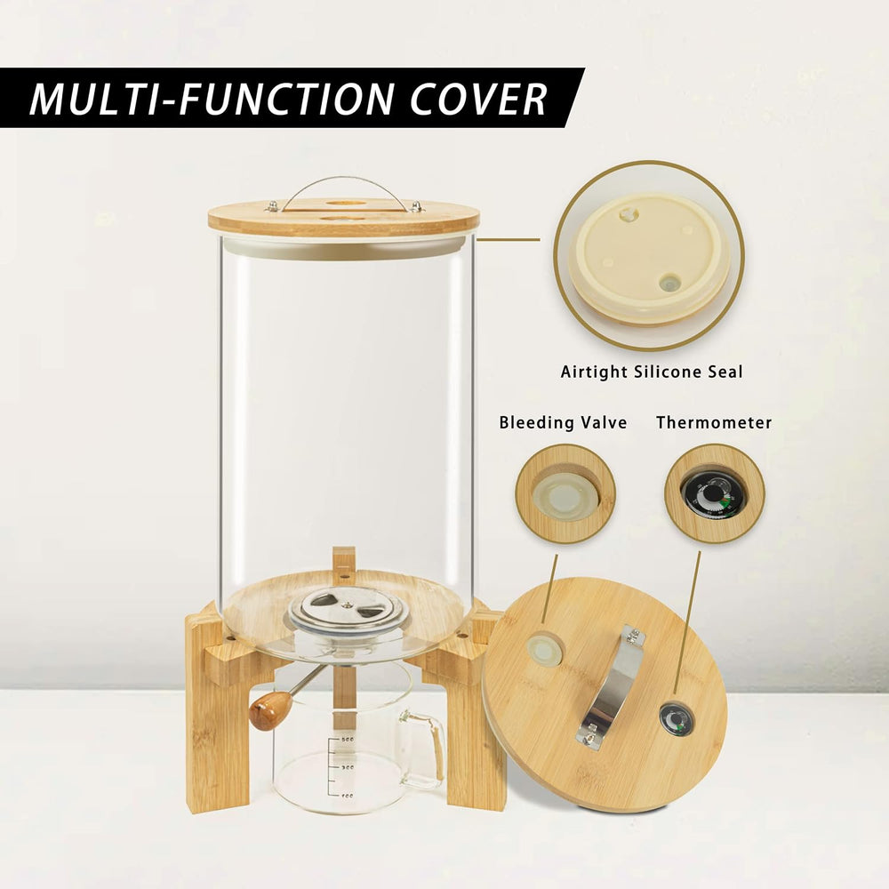 L'ÉPICÉA Glass Rice Dispenser with Bamboo Stand, Large Airtight Rice Stor...