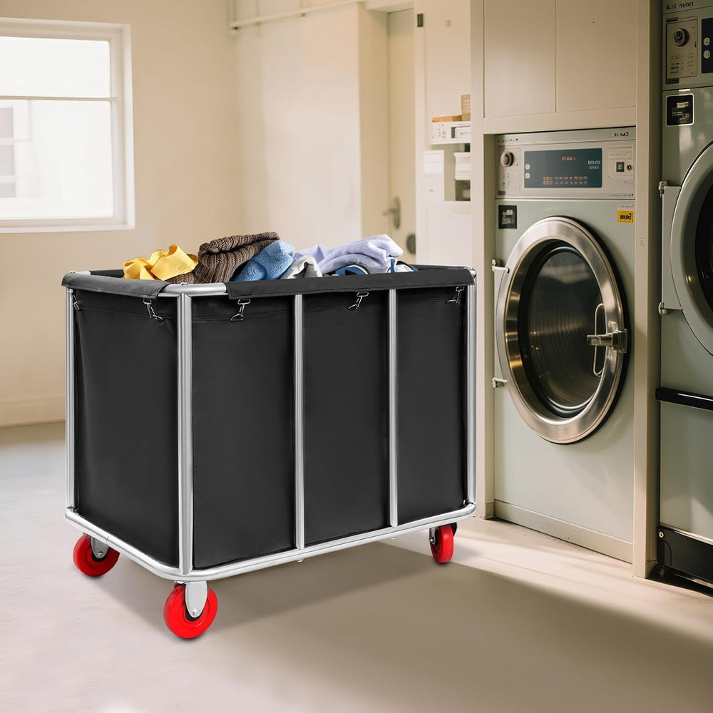 Commercial Laundry Cart with Wheels, Industrial Grade 468L Rolling Laundry Ba...