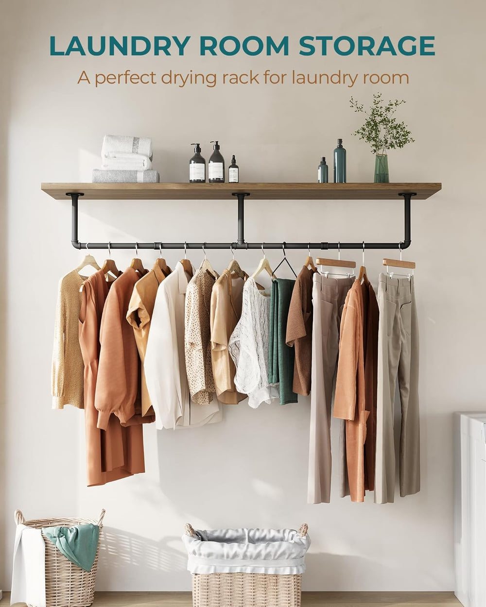 OROPY 65.7" Heavy Duty Industrial Pipe Clothes Rack for Hanging Clothes 2PK
