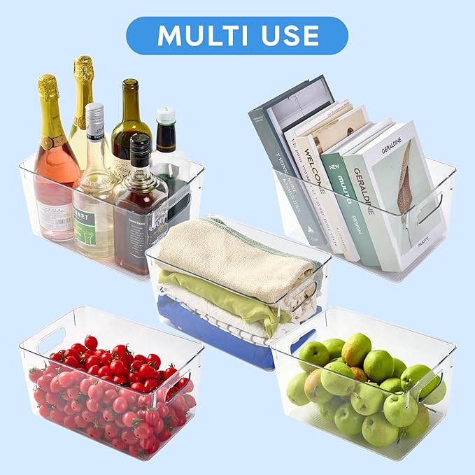JollyPack 4 Pack Clear Plastic Storage Bins, Pantry Organizers and Storage - Image 7