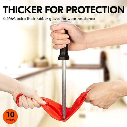 Vgo... 10-Pairs Reusable Household Gloves, Long Sleeve, Thick Latex - Image 2